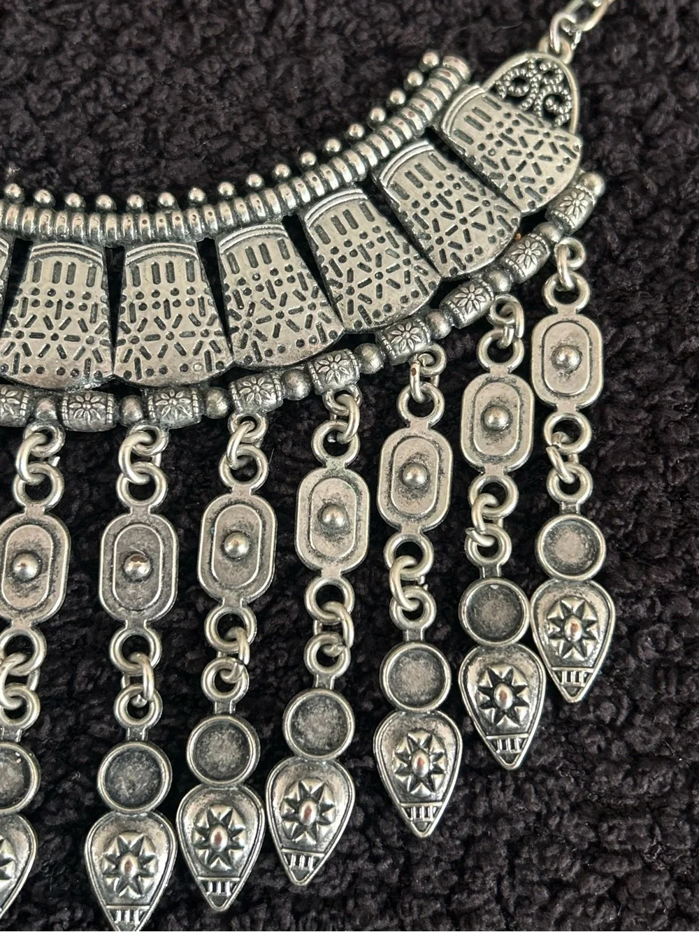 Paparazzi The Desert Is Calling Silver Fringe Tribal Choker Necklace